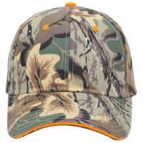 Otto Camouflage Cotton Blend Twill Sandwich Visor Six Panel Low Profile Baseball Cap