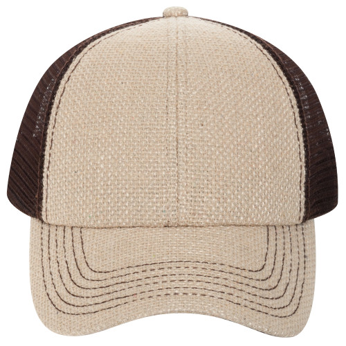 Otto Burlap Six Panel Low Profile Mesh Back Trucker Hat