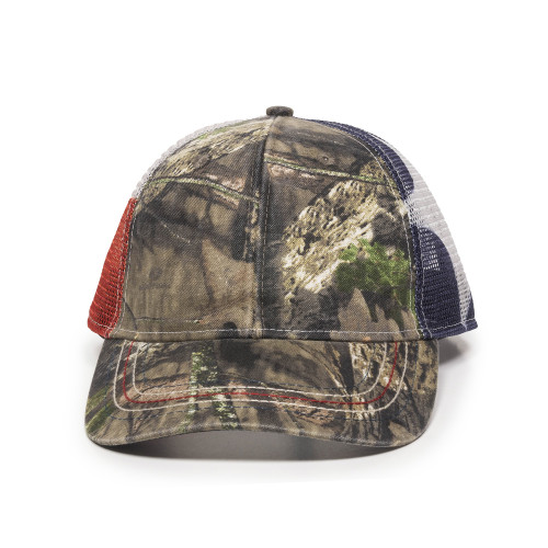 Outdoor Camo Front Panels W/Flag Printed Mesh Back