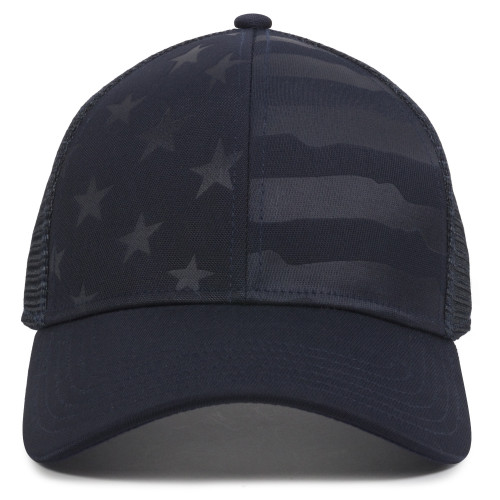 Outdoor- Debossed American Flag Mesh Back